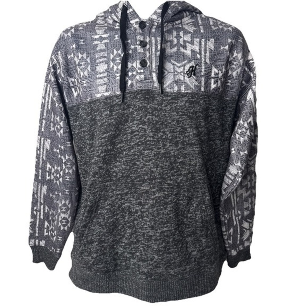 Hooey Gray & White Patterned Pullover Hoodie
